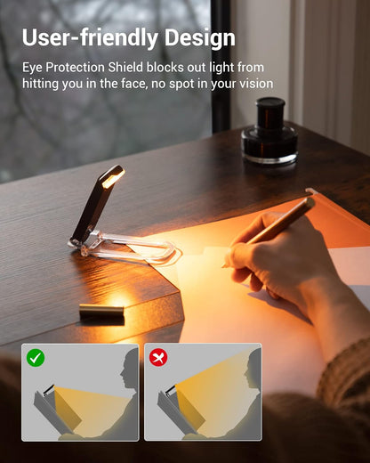Book Light, Amber Warm Clip on LED with 3 Adjustable Brightness for Eye Protection, Rechargeable USB Long Lasting Reading Light, Gifts for Bookworms, Kids (Black)