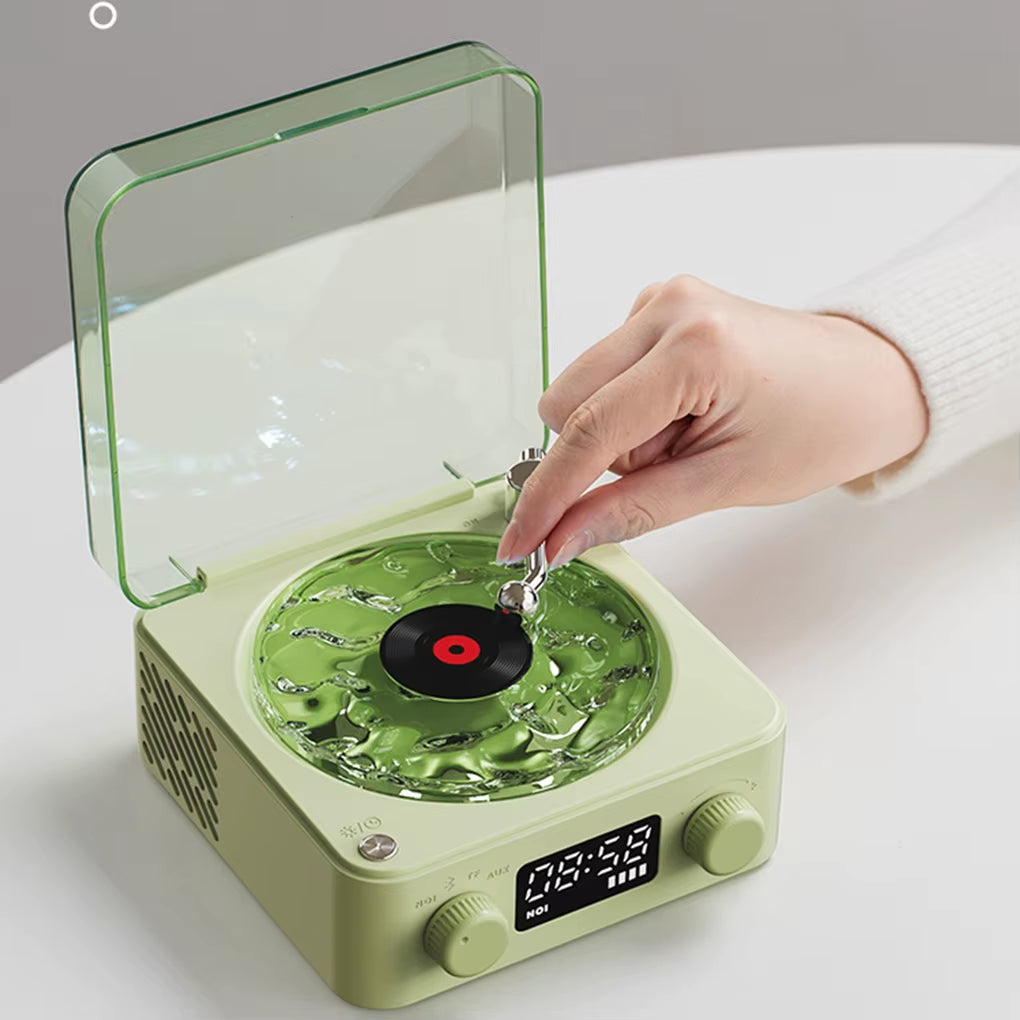 Vinyl Player Bluetooth Speaker with White Noise Retro Turntable Speaker Sleep Aid Speaker with RGB Light