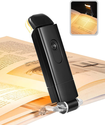 Book Light, Amber Warm Clip on LED with 3 Adjustable Brightness for Eye Protection, Rechargeable USB Long Lasting Reading Light, Gifts for Bookworms, Kids (Black)