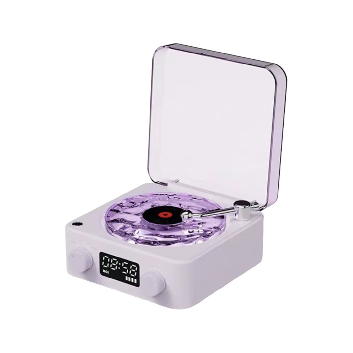 Vinyl Player Bluetooth Speaker with White Noise Retro Turntable Speaker Sleep Aid Speaker with RGB Light