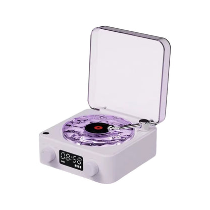Vinyl Player Bluetooth Speaker with White Noise Retro Turntable Speaker Sleep Aid Speaker with RGB Light